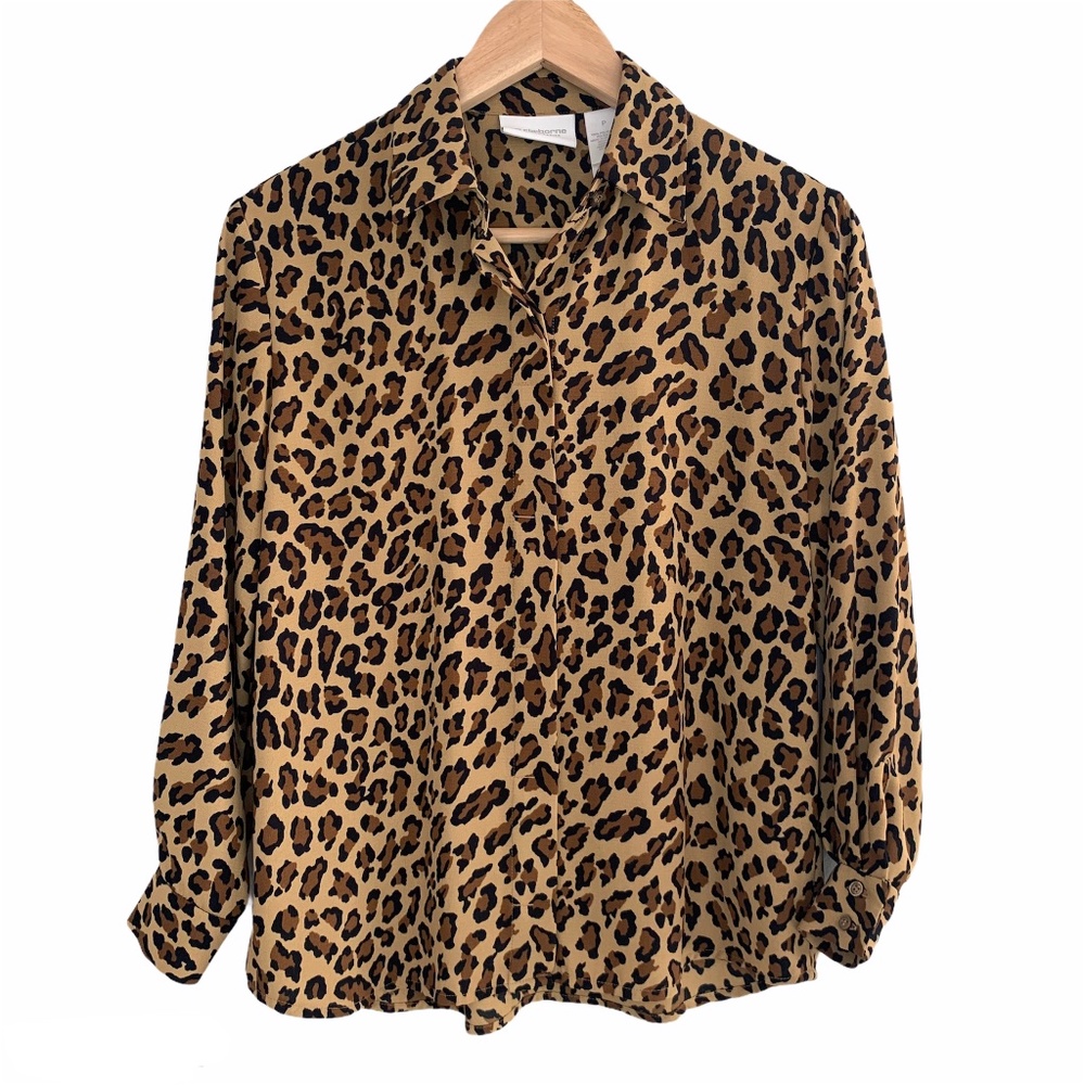 Liz Claiborne Women's Top Leopard Button Down